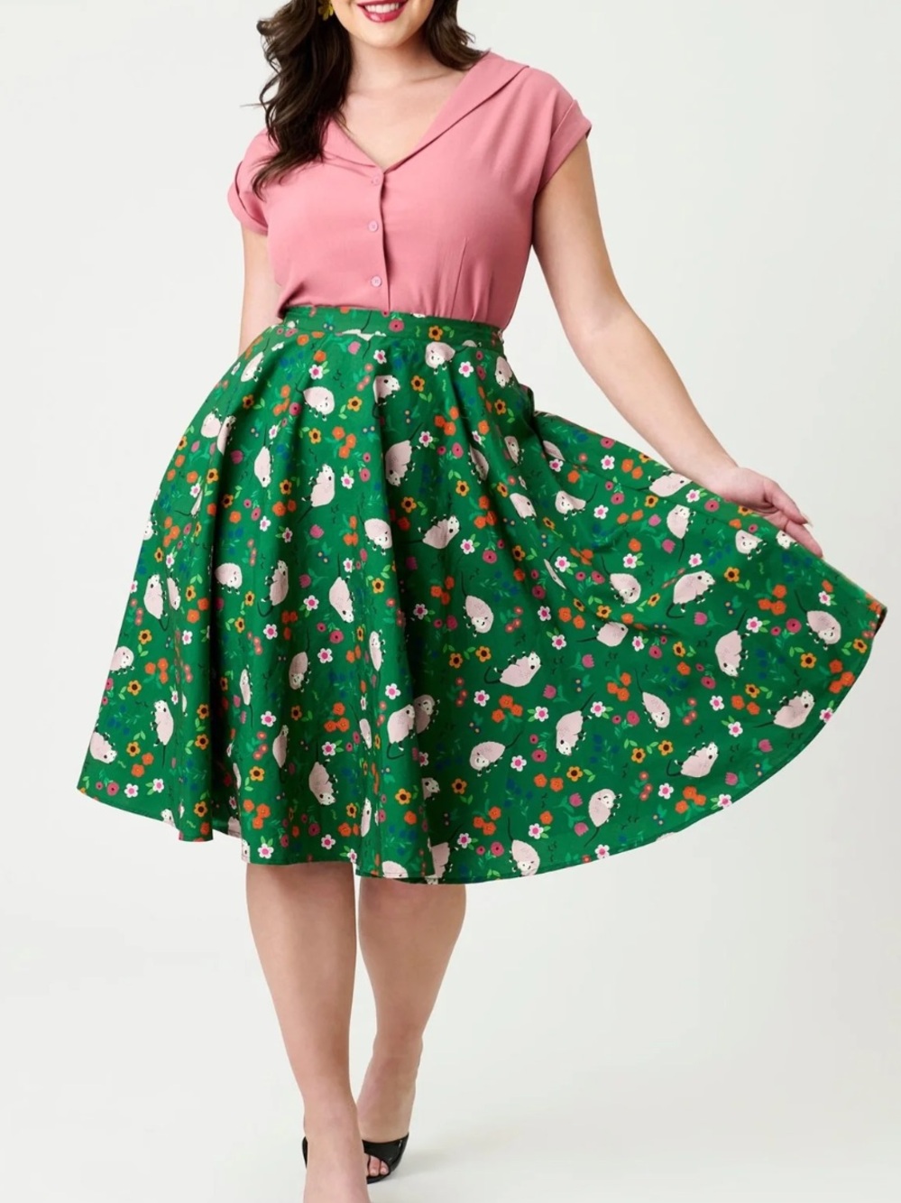 New Magnolia Place Green Awesome Opossum Sally Swing Skirt size: M 6/8